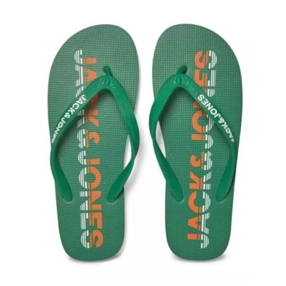 Other - JACK & JONES Premium Flip Flops Sandals Amazon‎ Green Orange Logo Size 11/12